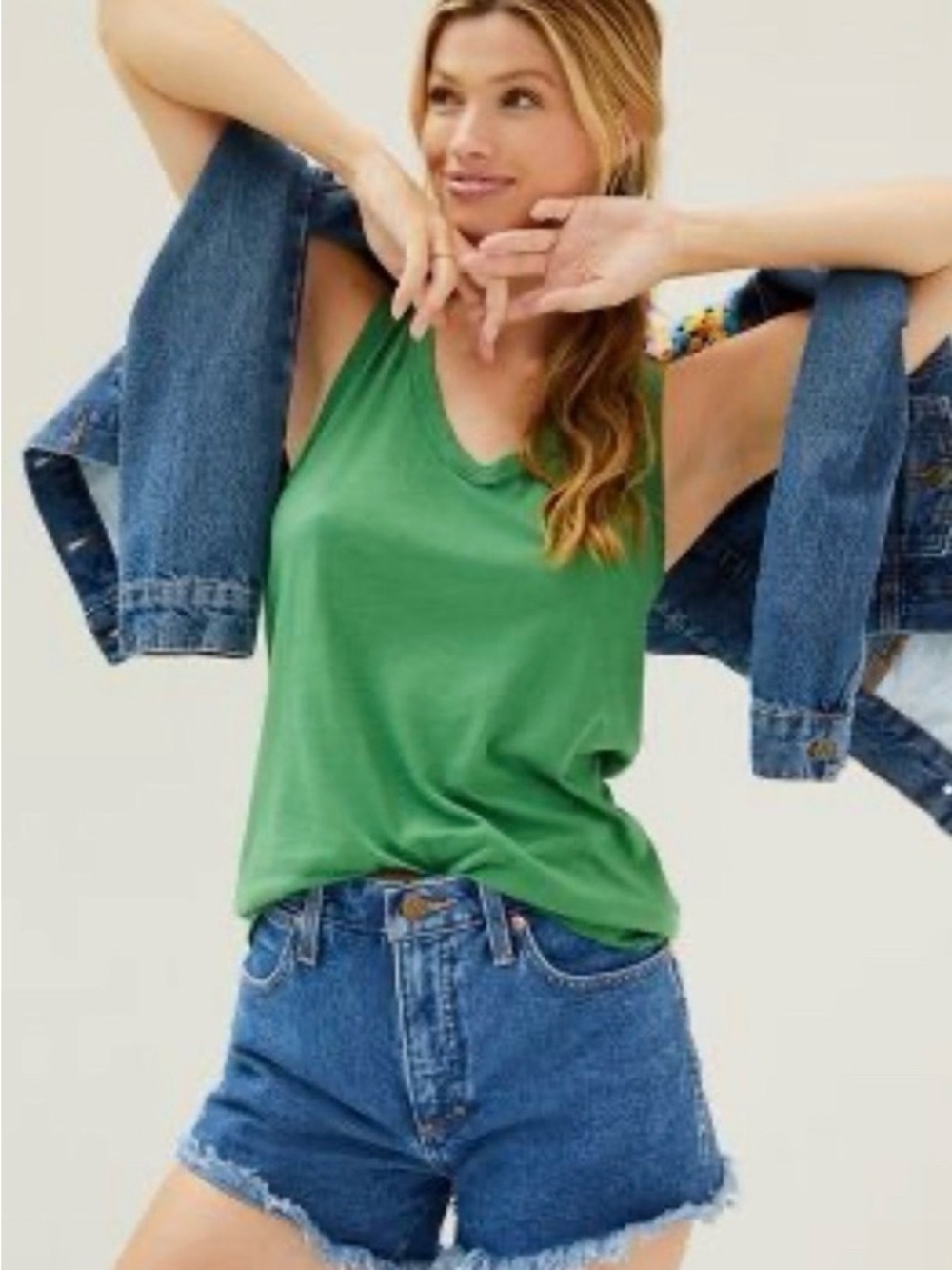 T. La Scoop Neck Layering Tank in Green Anthropologie Green Women's Size S - Picture 1 of 8